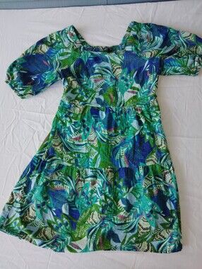 Millie Gabriel L Tropical Green & Blue  Dress